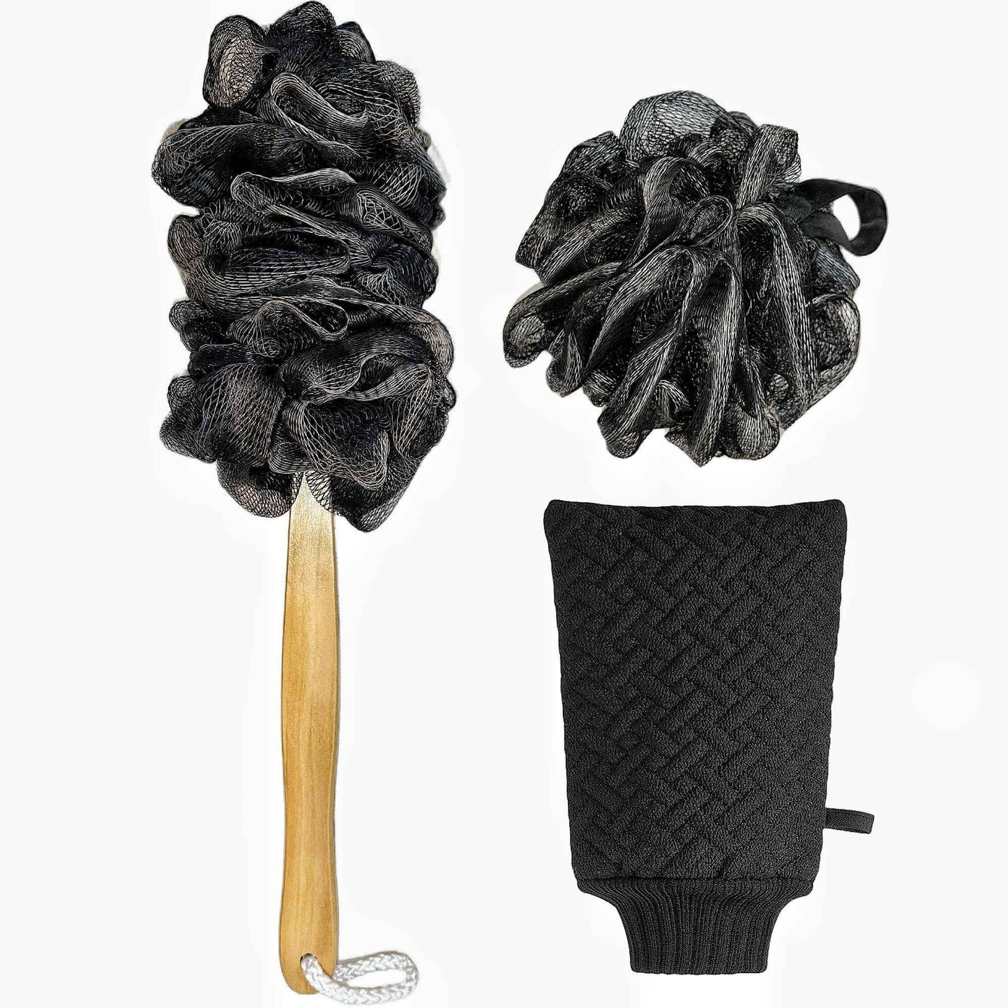 Exfoliating Natural Loofah Sponge Back Scrubber for Shower, Exfoliating Sponge for Shower, Bath Shower Scrubber for Men and Women, Luffa Scrubber to Clean Your Back Deeply Relax Your Body (3 Pack)