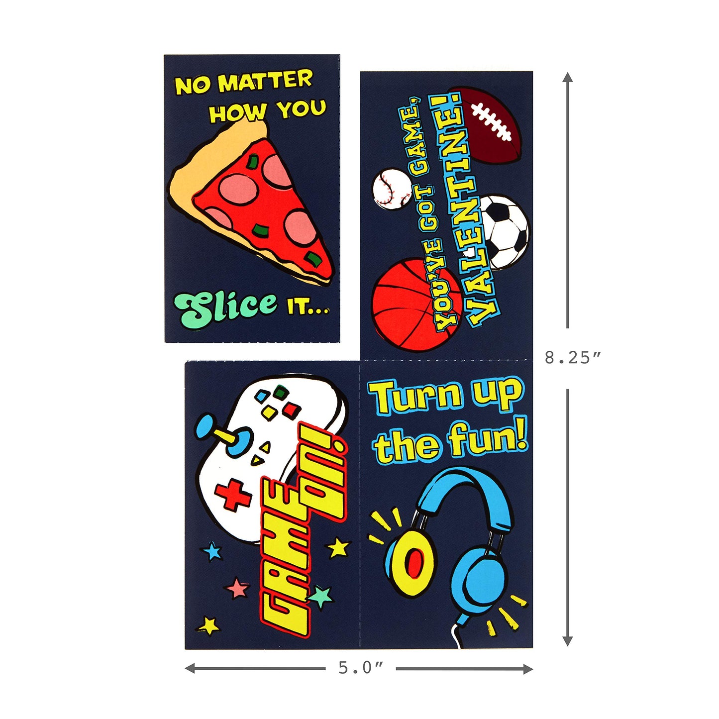 Hallmark Boys Valentines Day Cards and Mailbox for Kids School Classroom Exchange, Games and Sports (1 Box, 32 Valentine Cards, 35 Stickers, 1 Teacher Card)