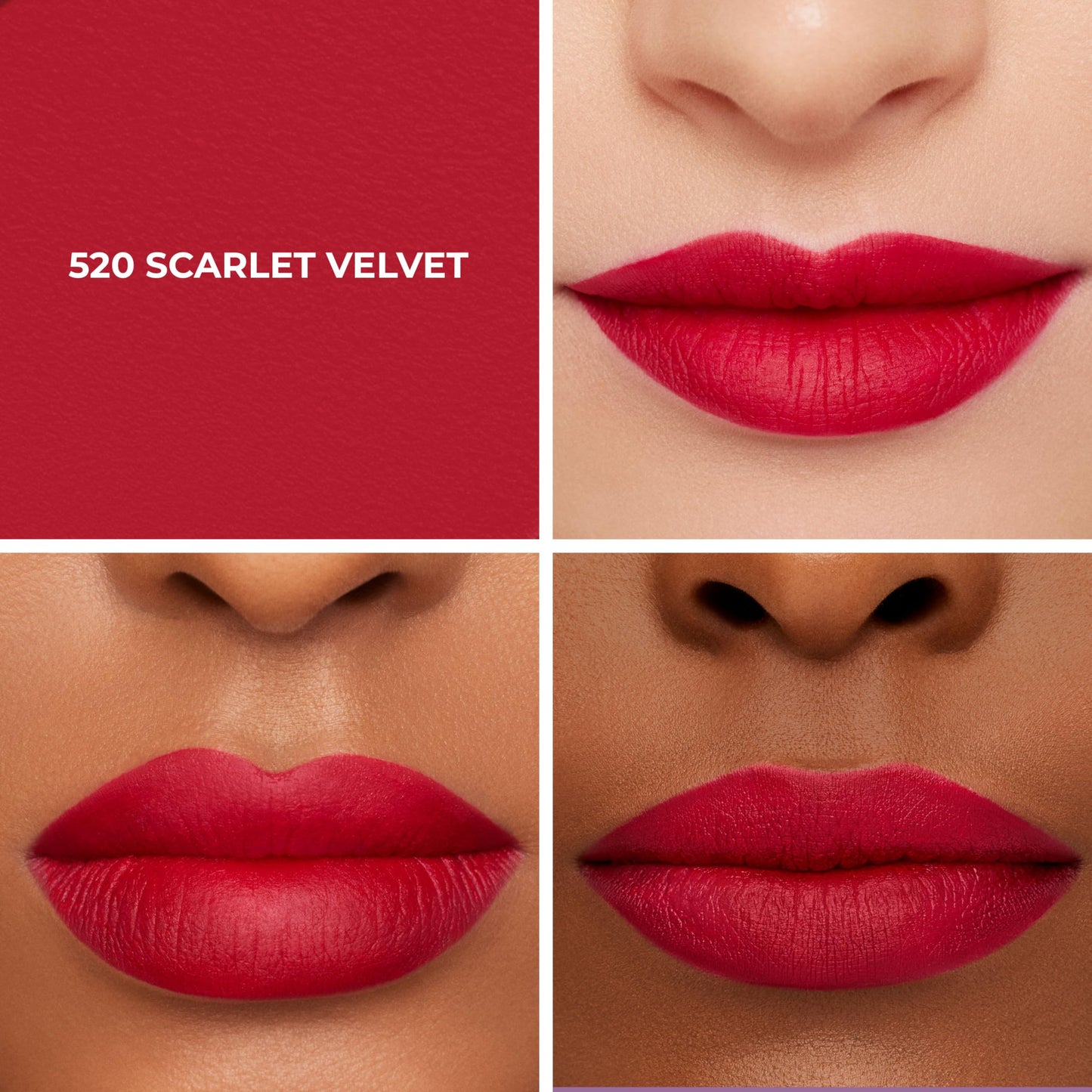 Laura Mercier Caviar Smoothing Matte Lipstick, 16HR Hydration, Long Lasting, High Impact Color, Smudge- & Transfer-Proof, With Hyaluronic Acid + Vitamin E, 520 Scarlet Velvet - Bright medium blue-red
