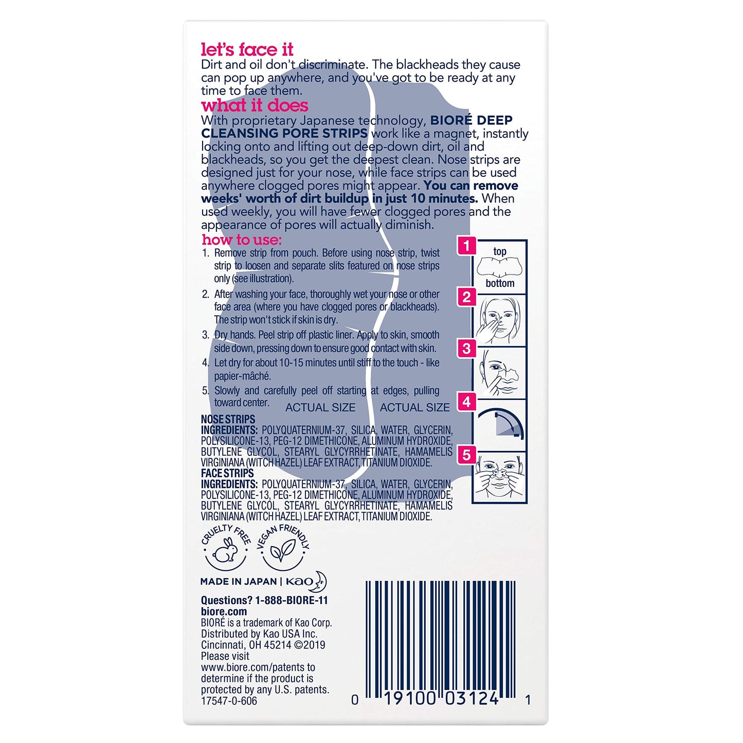 Bioré Nose+Face 24ct Pore Strips with Bioré Charcoal 18ct Nose Strips