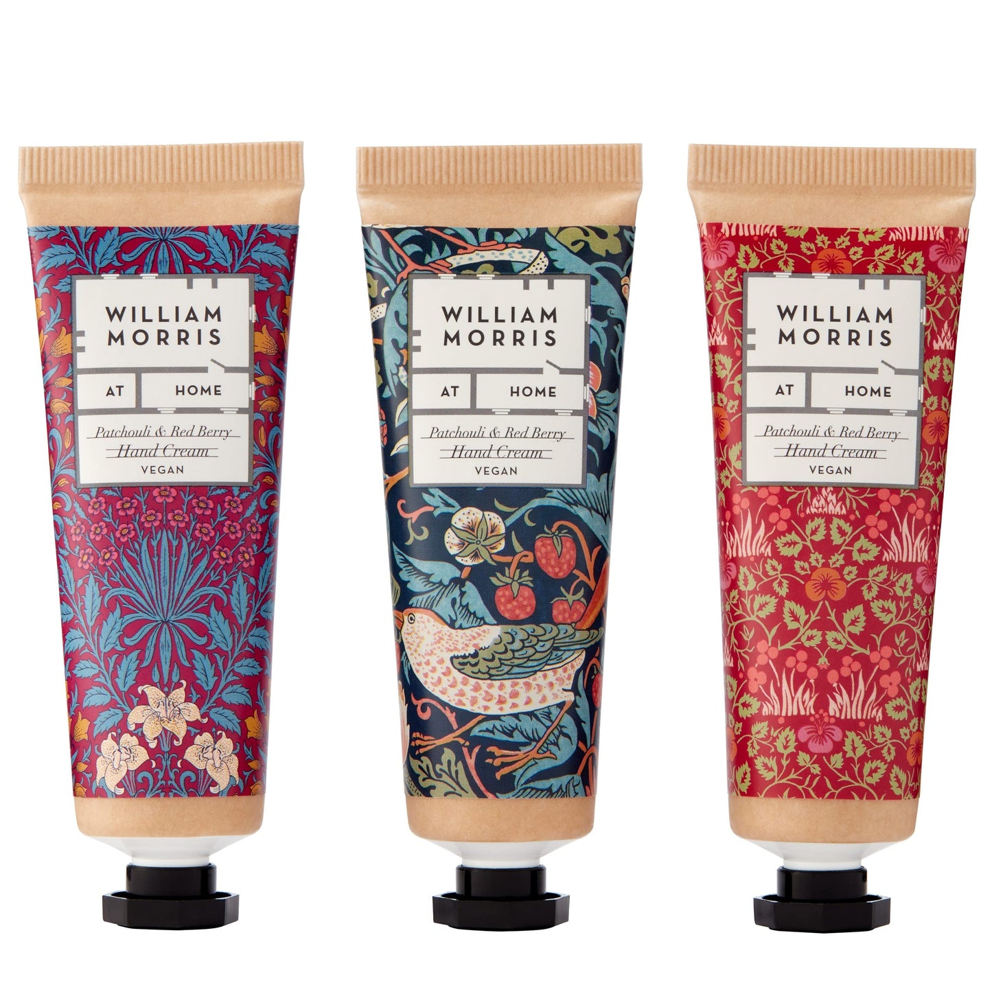William Morris at Home Patchouli & Red Berry Hand Cream Gift Set Collection | Infused With Shea Butter & Essential Oils | Travel Friendly Sizes | 6 x 30ml