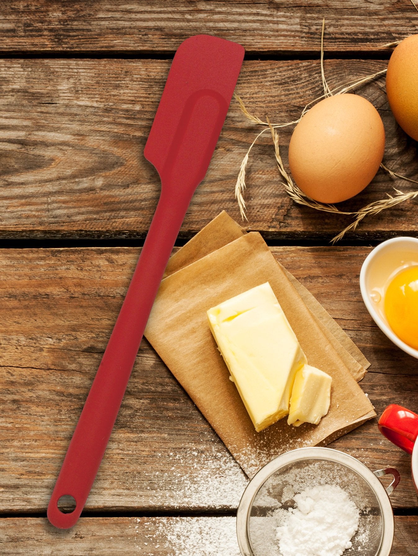 Mrs. Anderson's Baking Slim Spatula, Heat-Resistant Flexible Nonstick Silicone, 10-Inches, Cherry