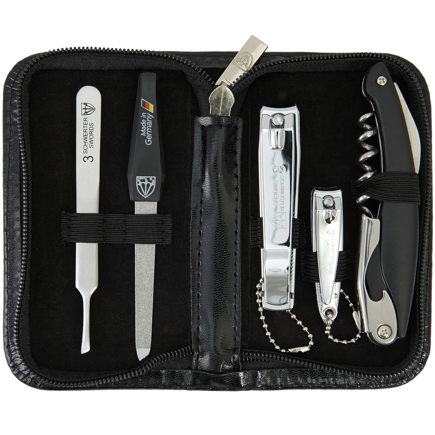 3 Swords Germany 5-Piece Manicure Pedicure Grooming Kit - Professional Nail Care Set in Fashion Leather Case | Gift Box Included