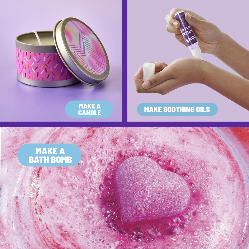 Claire’s DIY Bath Bomb & Scented Candle Making Set, 32-Piece Spa Craft Kit, Make Your Own Soothing Oils & Perfume Fragrance, Kids Toys, Science Beauty Project Activity, Arts & Crafts Gift for Ages 6+