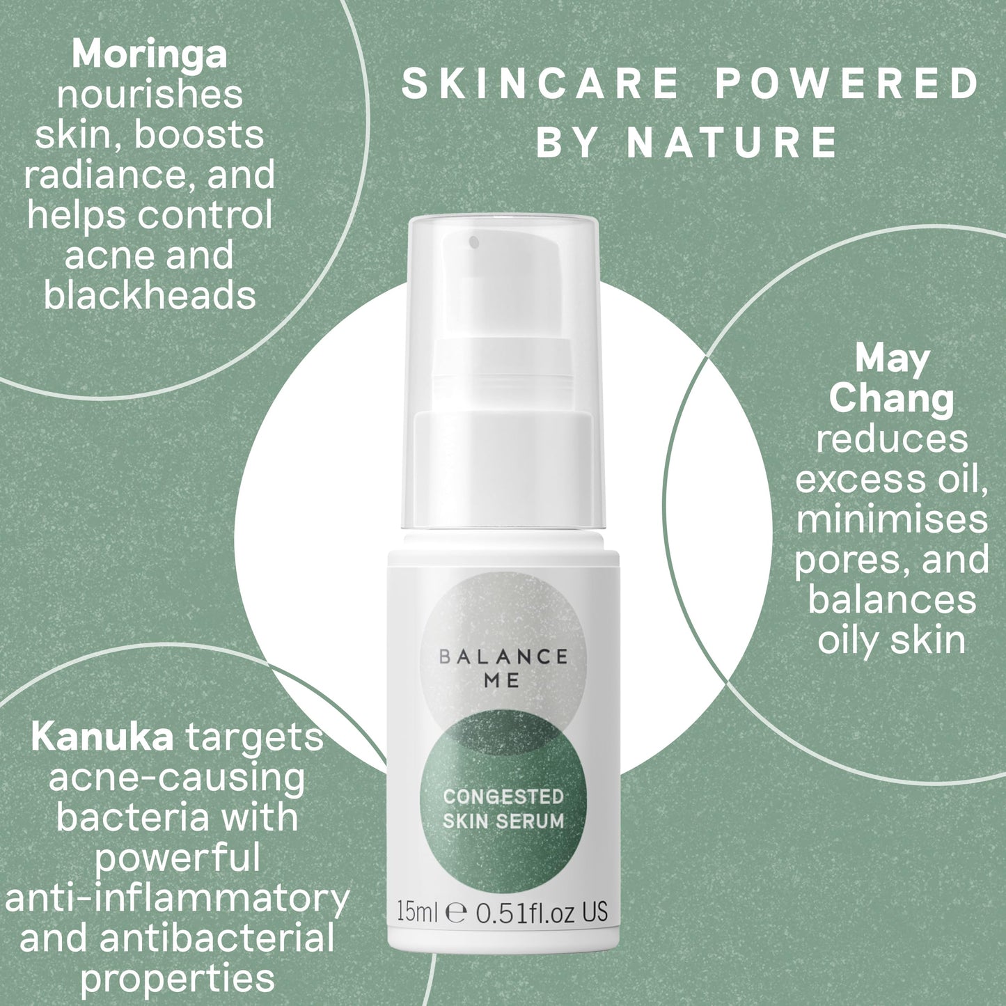 Balance Me Congested Skin Face Serum, Natural Acne Treatment for Face, Non-Drying Spot Serum & Pimple Cream for Oily, Combination & Sensitive Skin (1 x 0.5 fl oz)