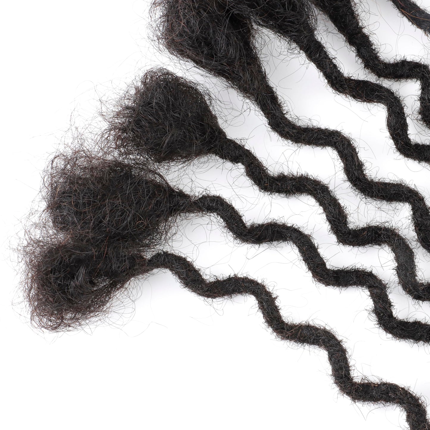 Curly Wavy Loc Extensions Human Hair 8Inch 0.6cm Width 10 Strands Dreadlock Extensions Full Handmade Permanent 100% Human Hair Can Be Dyed Bleached for Women Men Kids Natural Black
