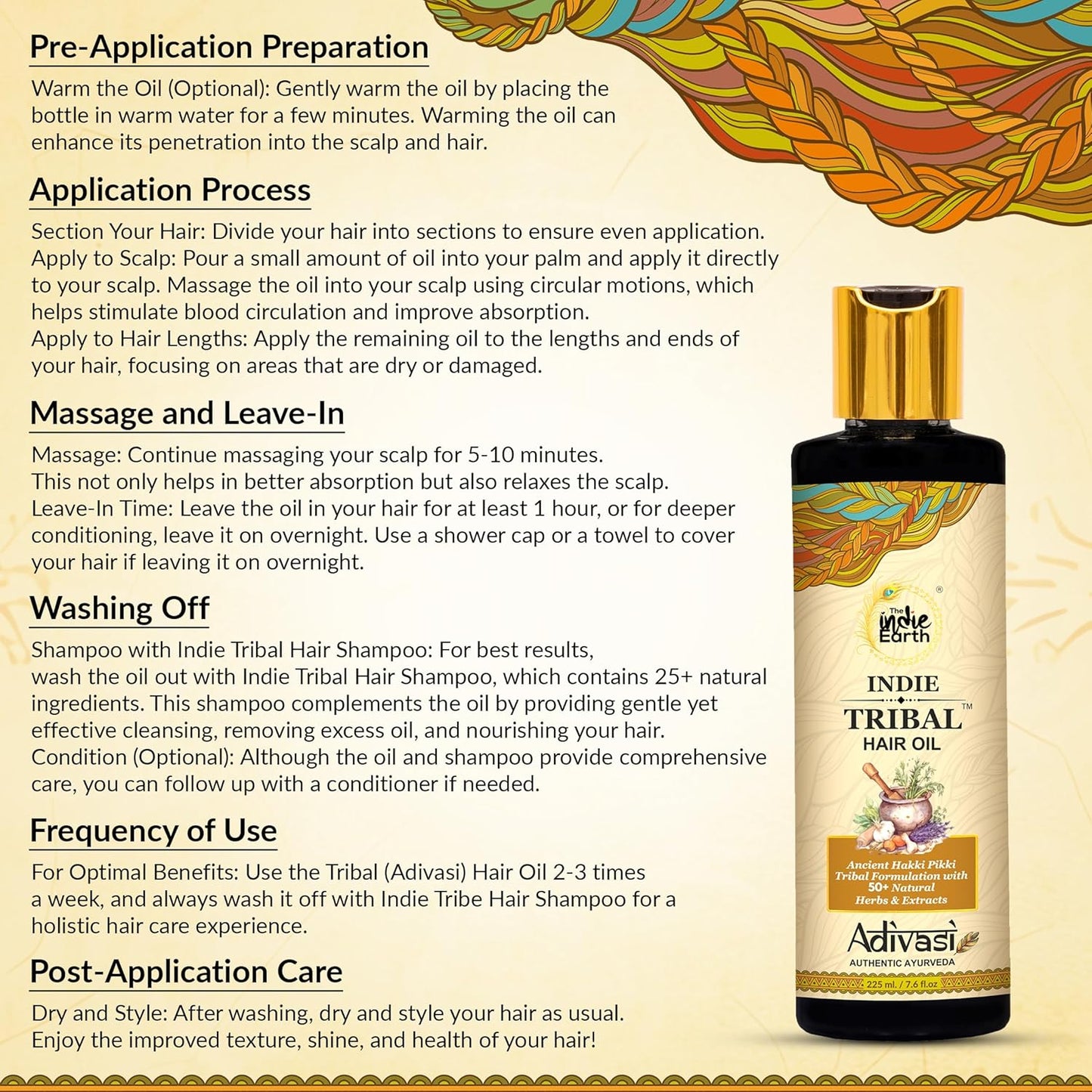Indie Earth Tribal Adivasi Hair Oil - 50+ Natural Ingredients for Healthy Hair | Moringa, Bhringraj, Hibiscus & More