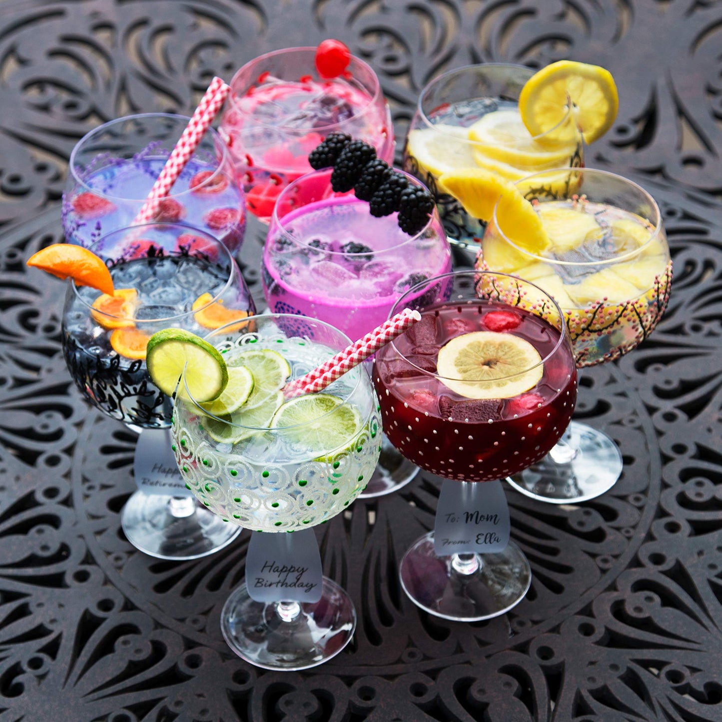 Pavilion Gift Company Pavilion-Red Sprout-24 Oz Hand Decorated Removable Happy 50th Birthd Wine Glass, 24 oz