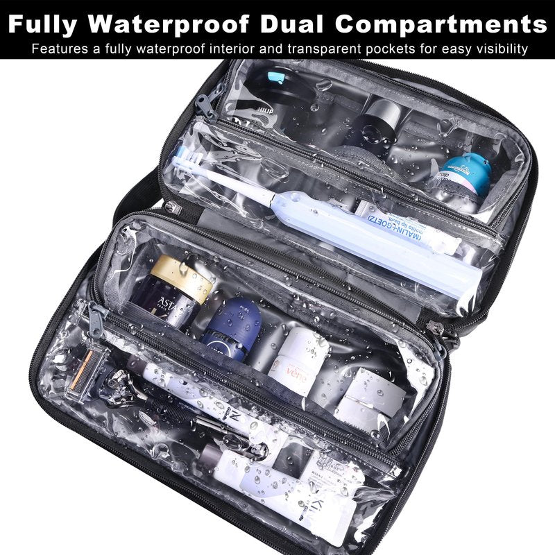 HILOMON Toiletry Bag for Men, YKK Zippers Hanging Bathroom Shower Hygiene Bag with Metal XXL Swivel Hook, Big Comparment, Waterproof for Travel Accessories