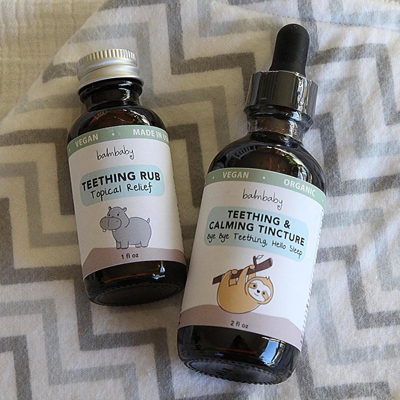 Natural Baby Teething Tincture | Organic Calming Drops for Gums - Vegan Glass Bottle (2-Pack)