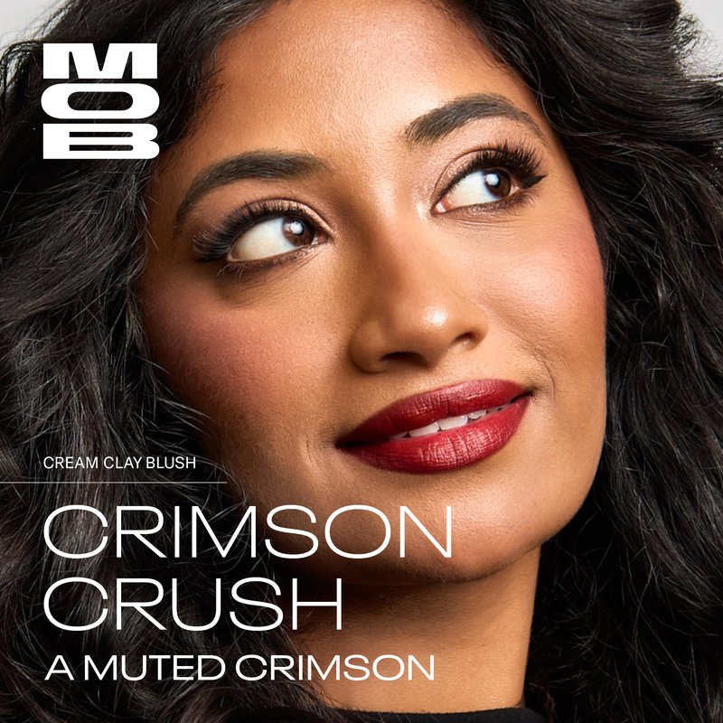 MOB Beauty Cream Clay Blush, Crimson Crush, Buildable Skincare-Infused Long Wearing, Blurring Soft Matte Color for Cheeks in Recyclable Compact, Vegan, Cruelty Free