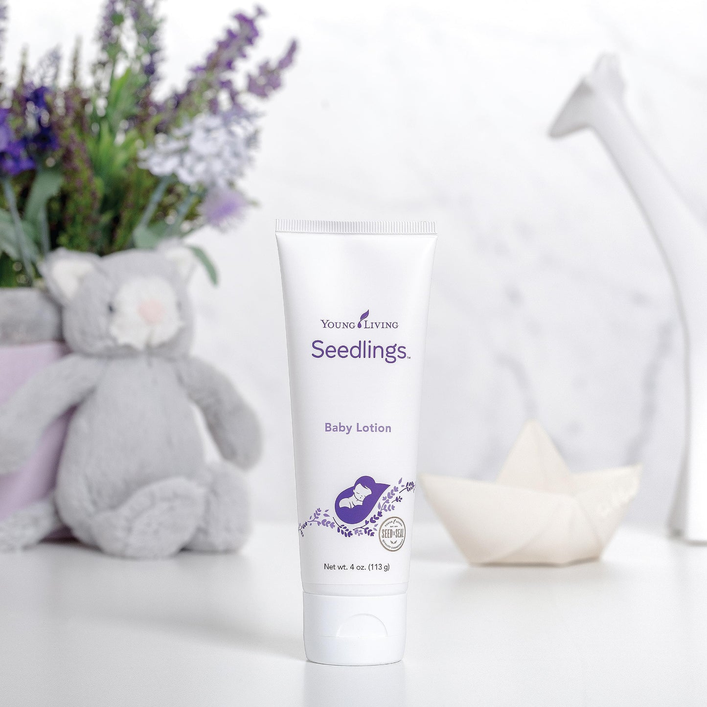 Young Living Seedlings Baby Lotion - 4 oz - Hypoallergenic Skincare for Delicate & Sensitive Infant Skin - Gentle, Non-Greasy, Soothing Hydration & Softness