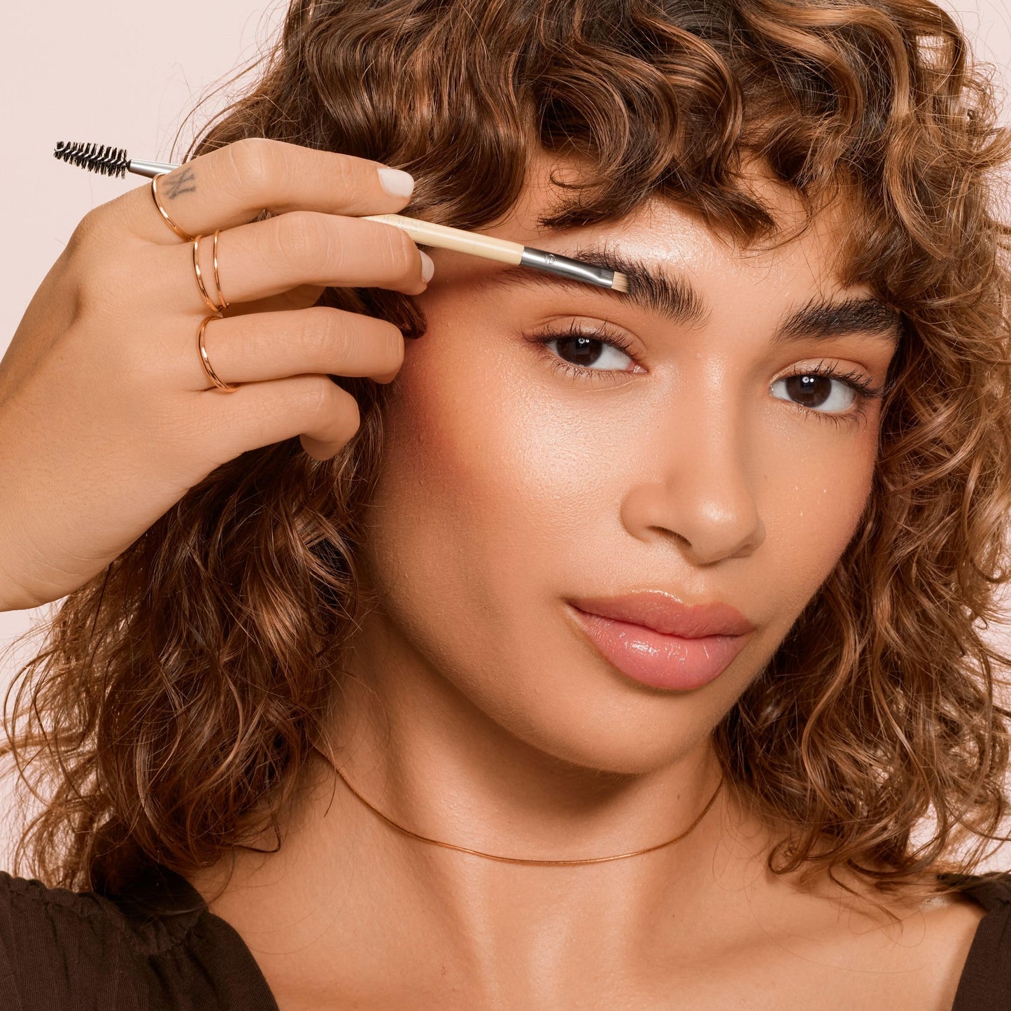 EcoTools Eyebrow Brush Duo, Tame, Sculpt & Fill in Brows, Multipurpose For Eyebrow Gel, Powder, & Cream, Dual-Ended Spoolie & Angled Brow Brush, Eco Friendly, Cruelty-Free, & Vegan, 1 Count