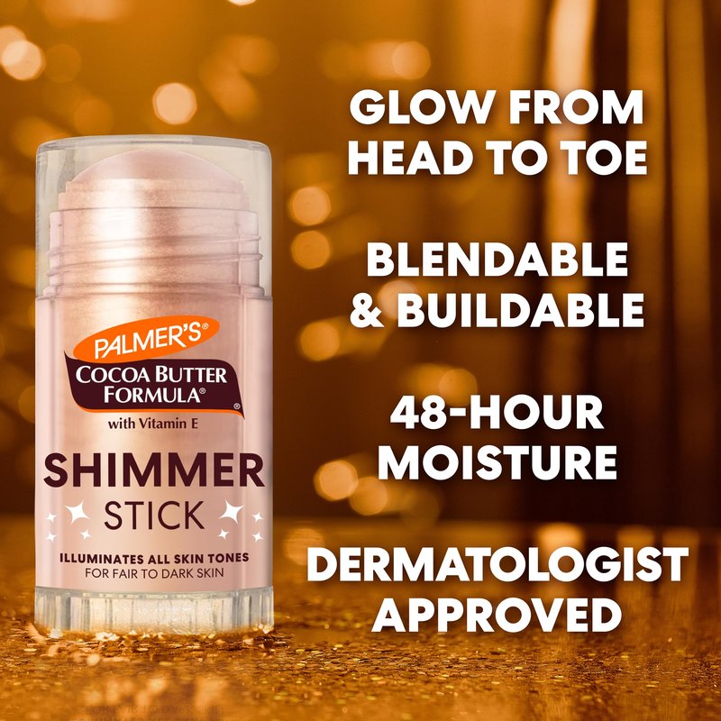 Palmer's Cocoa Butter Formula Body Shimmer Stick with Vitamin E, 1 Oz, Radiant Highlighter Makeup for Body Glow, Provides 48-Hour Moisture, All Skin Tones & Types, Dermatologist Approved