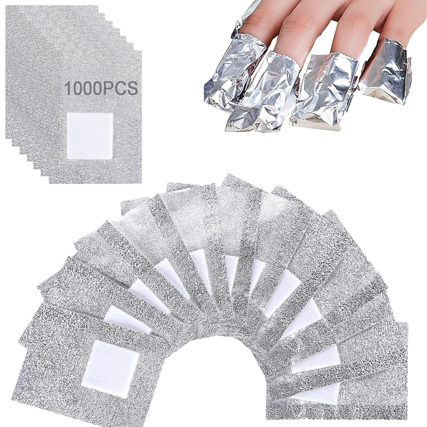 Nail Polish Remover Foil Wraps - 1000PCS with Lint-Free Cotton Pads | Soak Off Gel Nail Polish Removal Tool