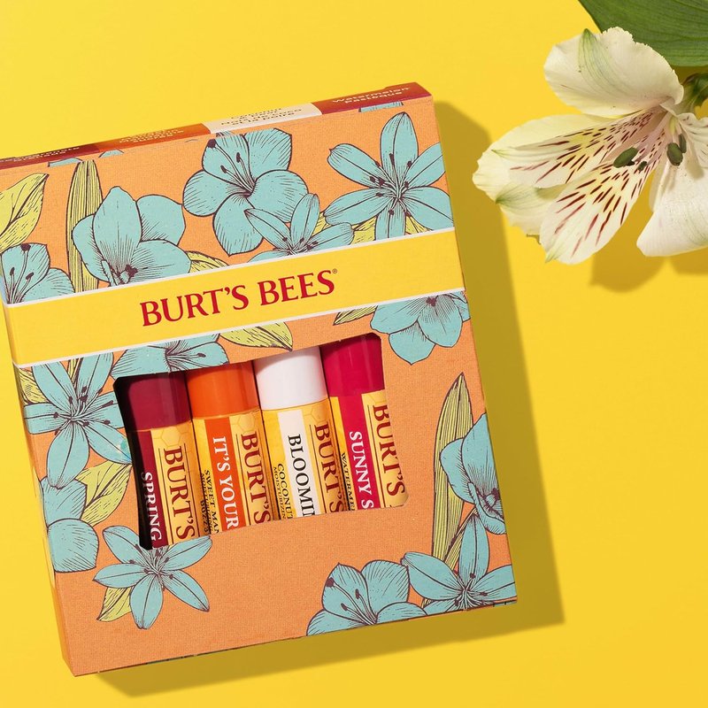 Burt's Bees Lip Balm Gift Set - Natural Pomegranate, Watermelon & Coconut Flavors | 4 Tubes, 0.15 oz Each