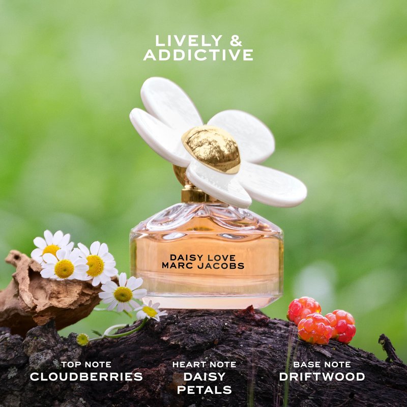 Marc Jacobs Daisy Love Eau de Toilette 3-pc Set (Daisy Love Women's Eau de Toilette 3.3oz • Travel Spray 0.33oz • Body Lotion for Women 2.5oz) Notes of Cloudberries, Daisy Petals, and Driftwood