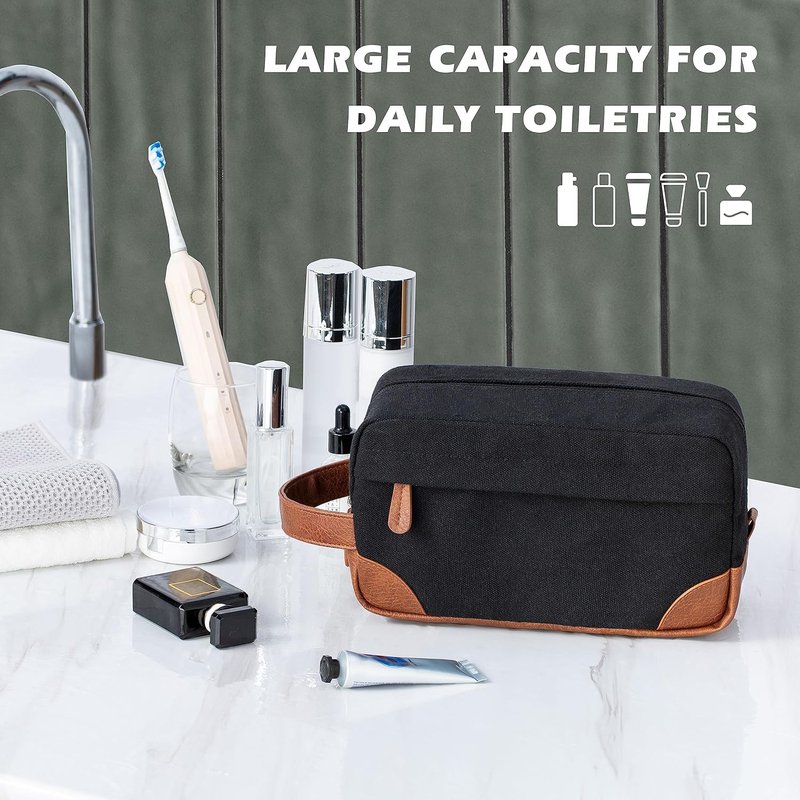 Vorspack Toiletry Bags - Water Resistant Canvas Dopp Kit for Men | 2 Pack Travel Shaving Bag with Large Capacity