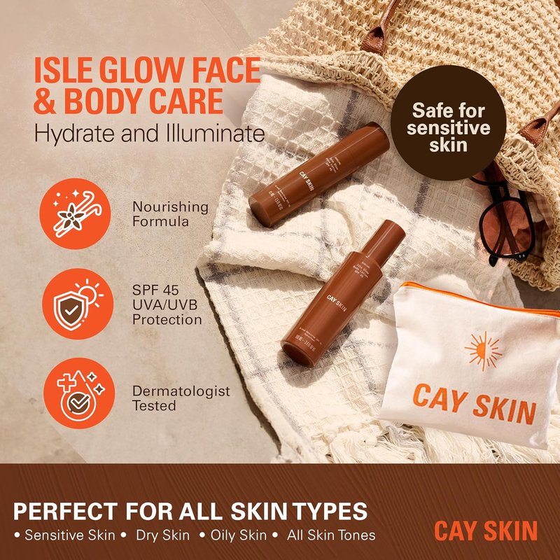 Isle Body Lotion with SPF 45 | Hydrating Sunscreen with Sea Moss & Cocoa Seed Butter - 4 fl oz