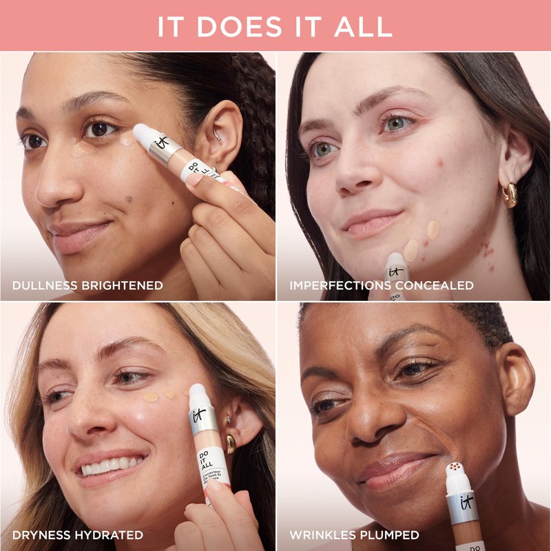 IT Cosmetics Do It All Radiant Concealer ­­– Makeup Concealer – Hydrate & Brighten – Creaseless Medium Coverage & Radiant Finish ­­– Niacinamide & Hyaluronic Acid - Light Warm, 0.2 Fl Oz