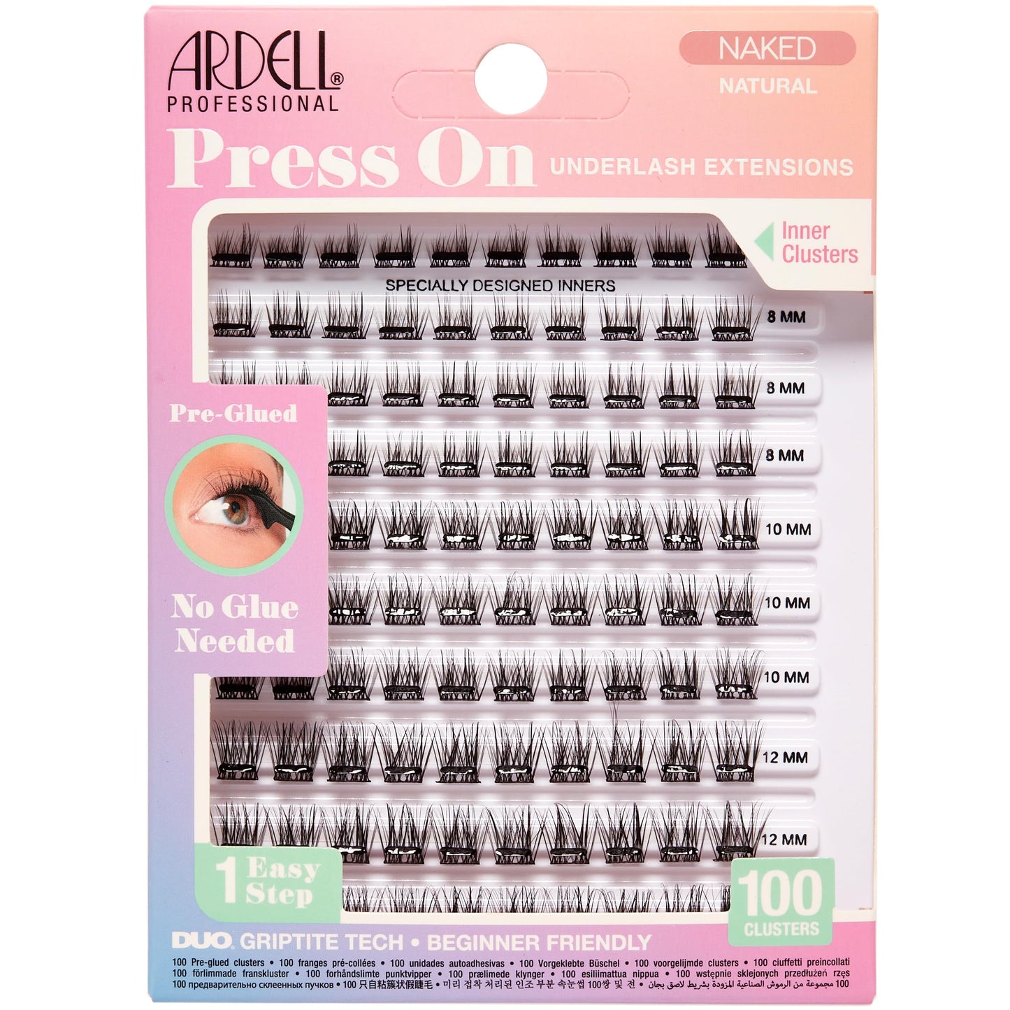 Ardell Press On Lashes Naked Natural – Pre-Glued Underlash Extensions, DIY Lash Clusters, No Glue Needed Cluster Eyelash Extensions, 100 ct