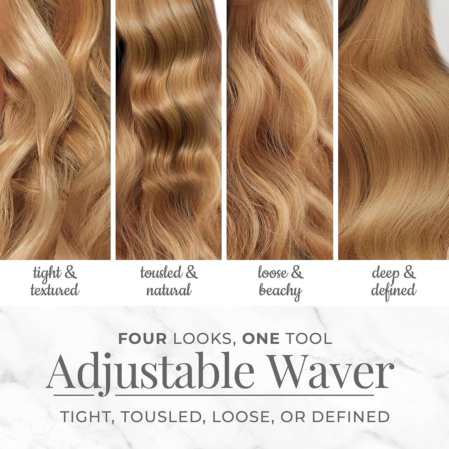 Remington 4-in-1 Adjustable Hair Waver - Pure Precision Technology for Versatile Styles | Cream, 1 Count