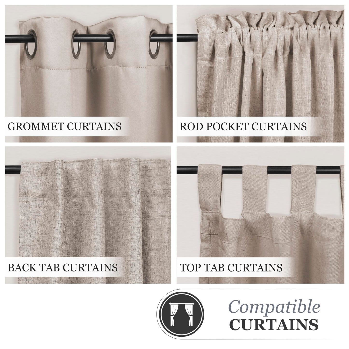 Kenney Chelsea Ball End Window Curtain Rod, Adjustable Curtain Rod for Windows 28 to 48 Inches, Extendable Curtain Rod Set, White