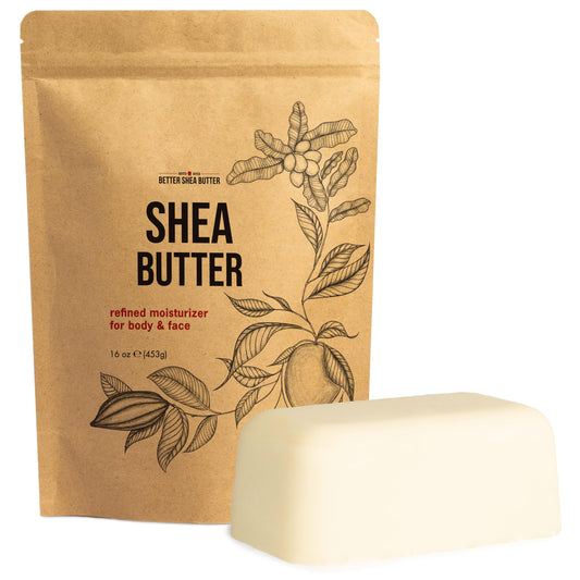 Refined Shea Butter Unscented - 100% Pure African Shea Butter for Hair and Dry Skin - Use for Soap Base, Face and Body Moisturizer, for DIY Whipped Body Butter and Lip Balm 1 LB Bar