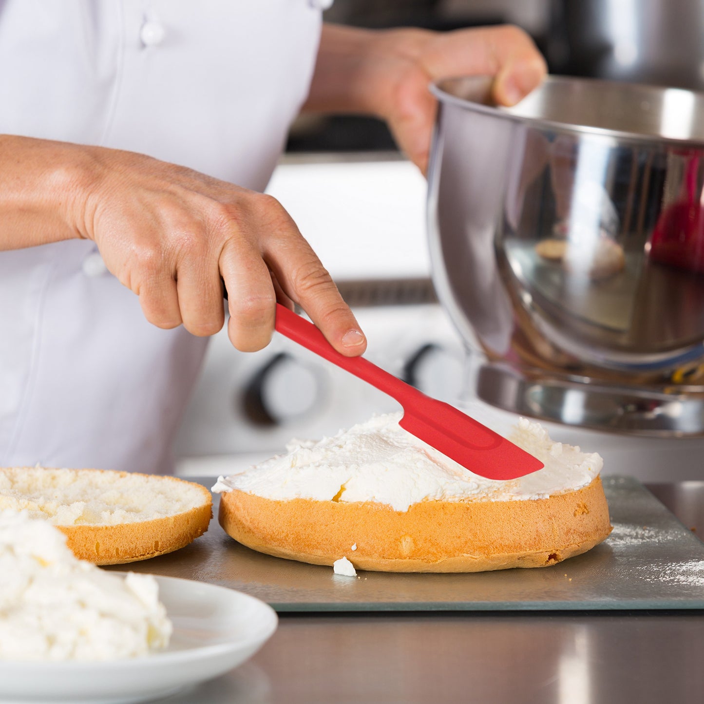 Mrs. Anderson's Baking Slim Spatula, Heat-Resistant Flexible Nonstick Silicone, 10-Inches, Cherry