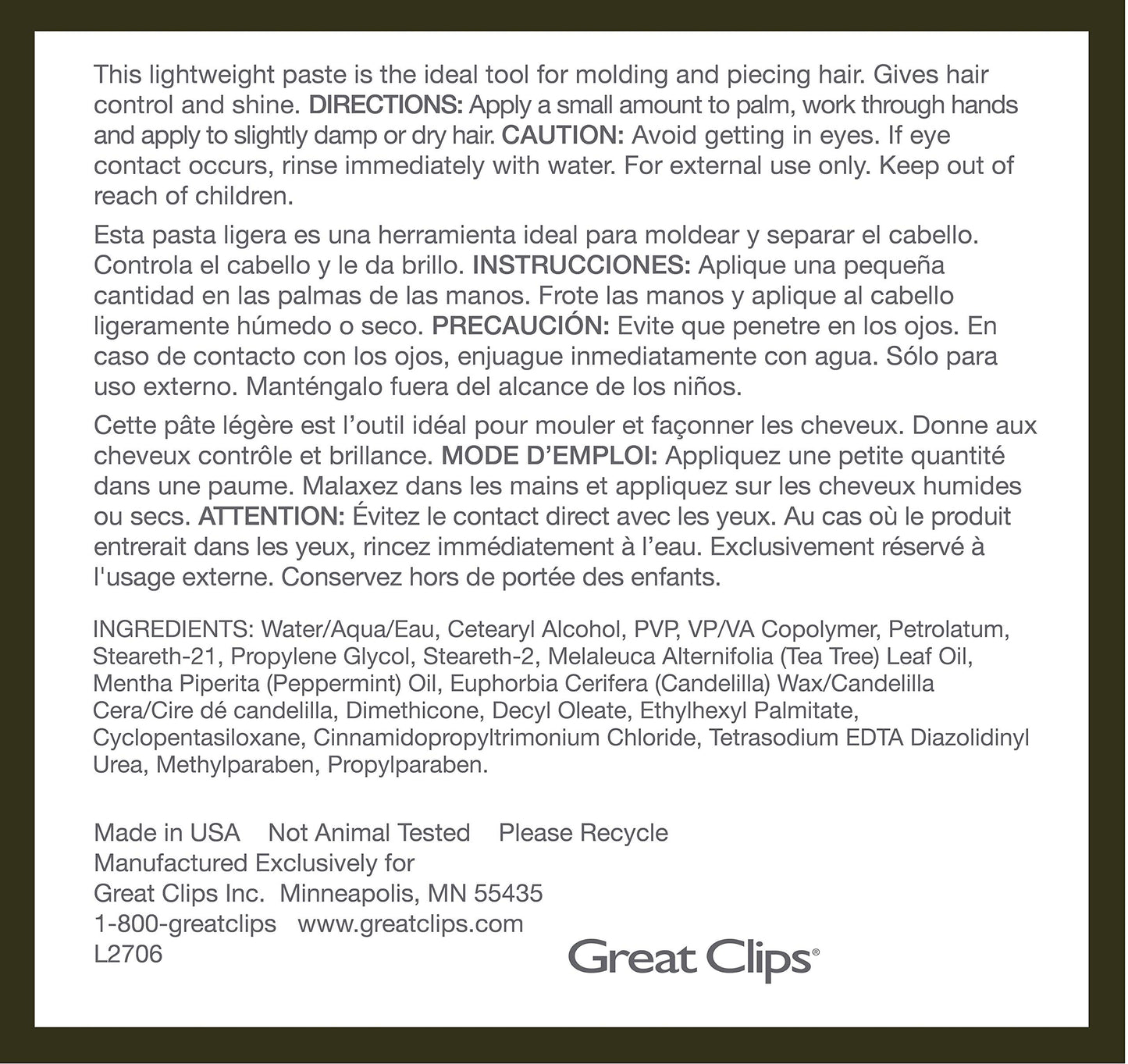 GREAT CLIPS Solutions Tea Tree Paste 3.4oz