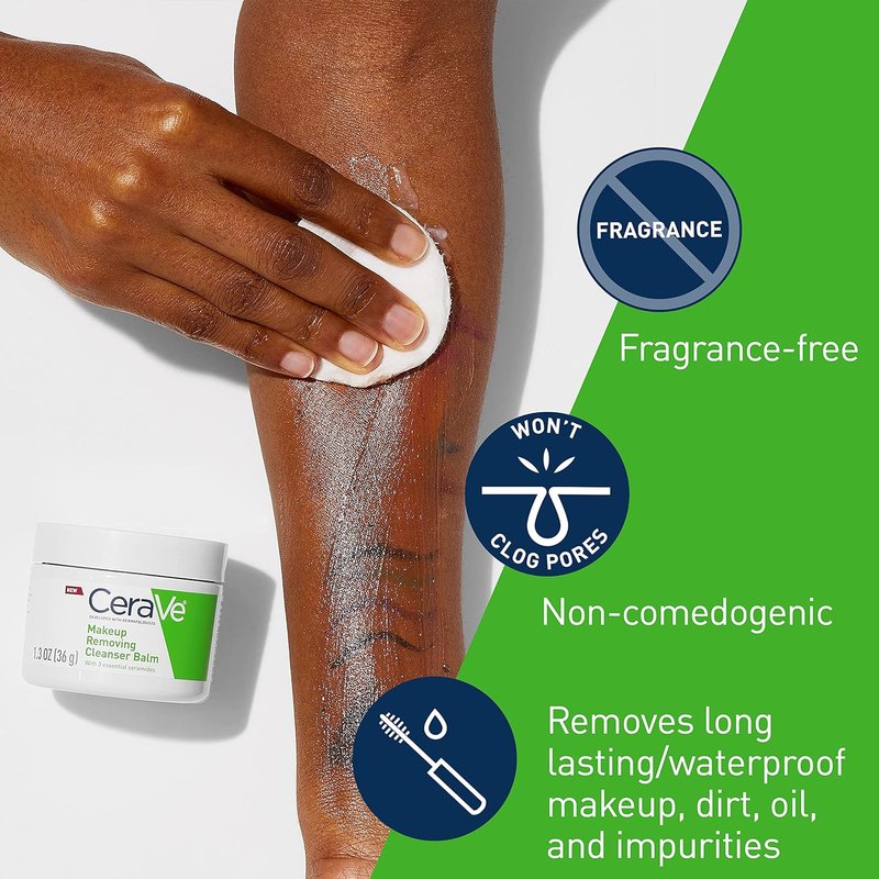 CeraVe Cleansing Balm - Waterproof Makeup Remover with Ceramides & Jojoba Oil | 1.3 Oz Non-Comedogenic