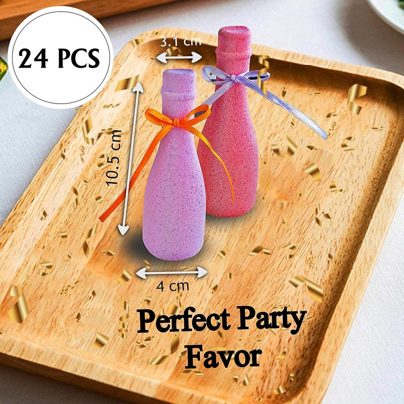 Bath Bombs Gift Set - Wine & Champagne Party Favors for Adults | 24 Individually Wrapped Moisturizing Bath Balls