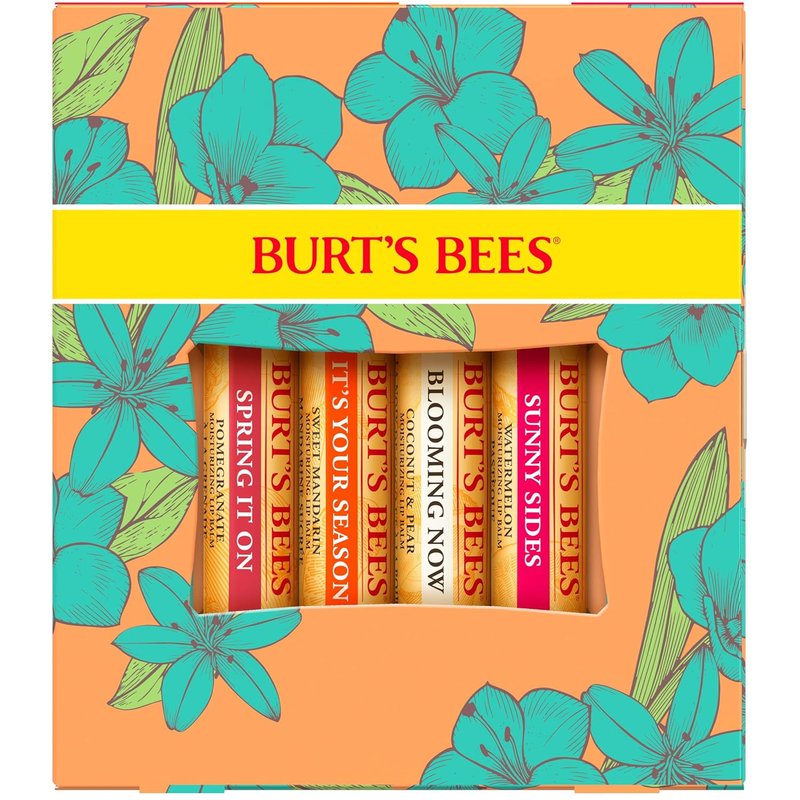 Burt's Bees Lip Balm Gift Set - Natural Pomegranate, Watermelon & Coconut Flavors | 4 Tubes, 0.15 oz Each
