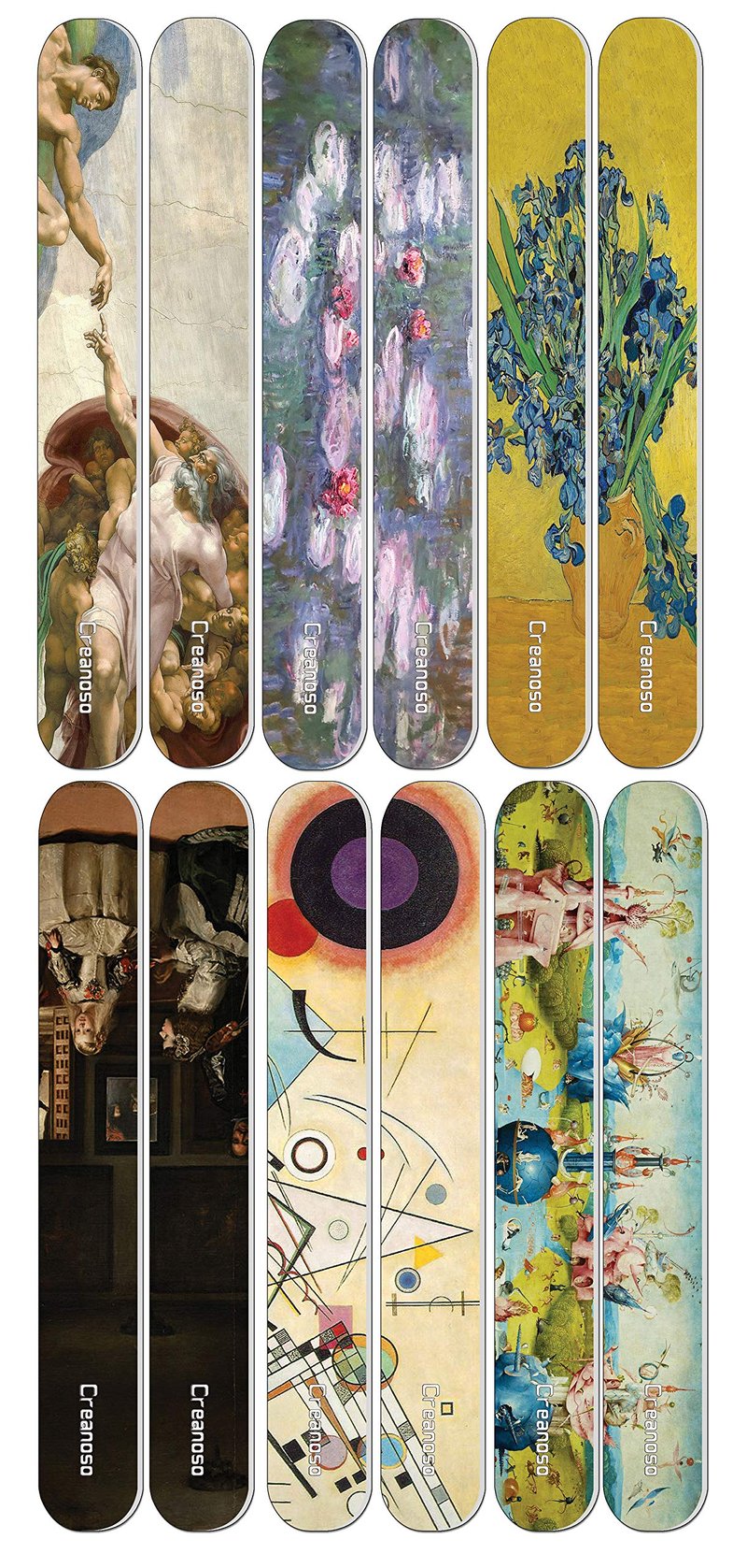 Creanoso Famous Art Custom Designed Series 2 Emery Board Nail Files (24-Pack) Awesome Gifts and Beauty Tools for Teens, Adults, and Professionals