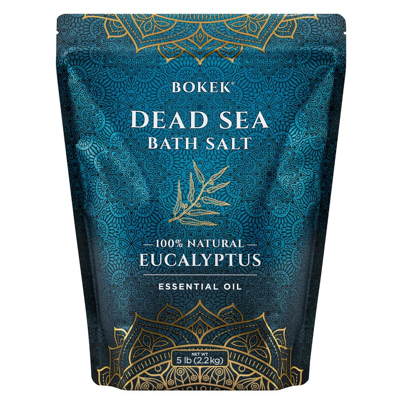 Bokek Dead Sea Bath Salt Scented with Certified Organic Essential Oil, Zipper Bag, Colorless, Eucalyptus, 80 Oz