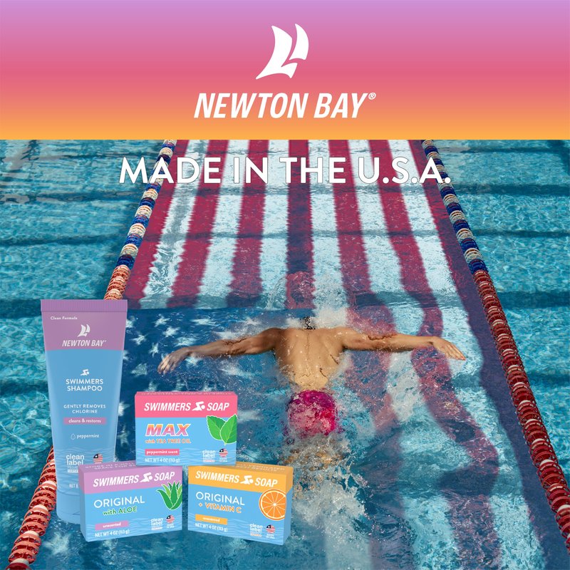 Newton Bay Swimmers Soap + Vitamin C | All Natural Body and Face Wash Soap Bar | Neutralizes and Washes Away Chlorine After Swimming | Revitalizes Sensitive Skin | Single 4 Ounce Soap Bar