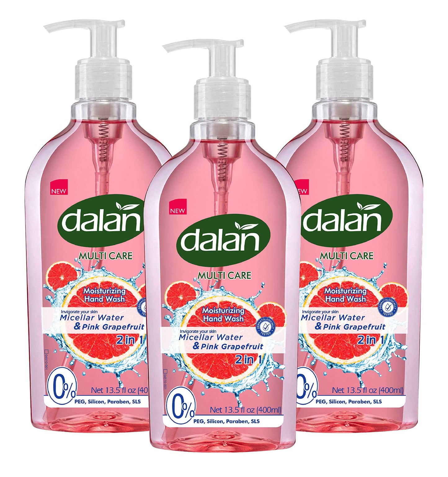 Dalan Pink Grapefruit Multicare Ultra Moisturizing Liquid Hand Soap for Normal and Dry Hands Fresh Clean and Soft Feeling (13.5 Fl Oz / 400 mL (Pack of 3))