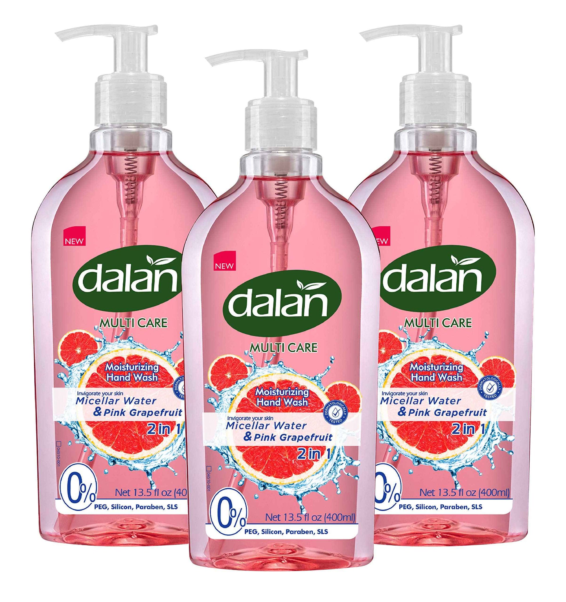 Dalan Pink Grapefruit Multicare Ultra Moisturizing Liquid Hand Soap for Normal and Dry Hands Fresh Clean and Soft Feeling (13.5 Fl Oz / 400 mL (Pack of 3))