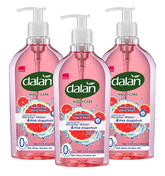 Dalan Pink Grapefruit Multicare Ultra Moisturizing Liquid Hand Soap for Normal and Dry Hands Fresh Clean and Soft Feeling (13.5 Fl Oz / 400 mL (Pack of 3))