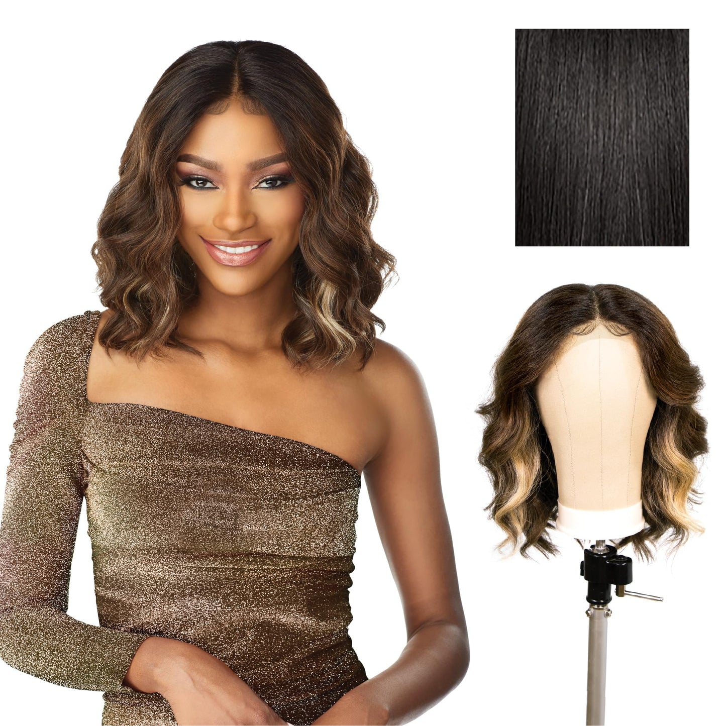 Sensationnel Butta Lace Wigs - Unit 8 Extra Wide 5 Inch Deep Parting Synthetic Preplucked Hairline Glueless Lacefront (1B OFFBLACK)
