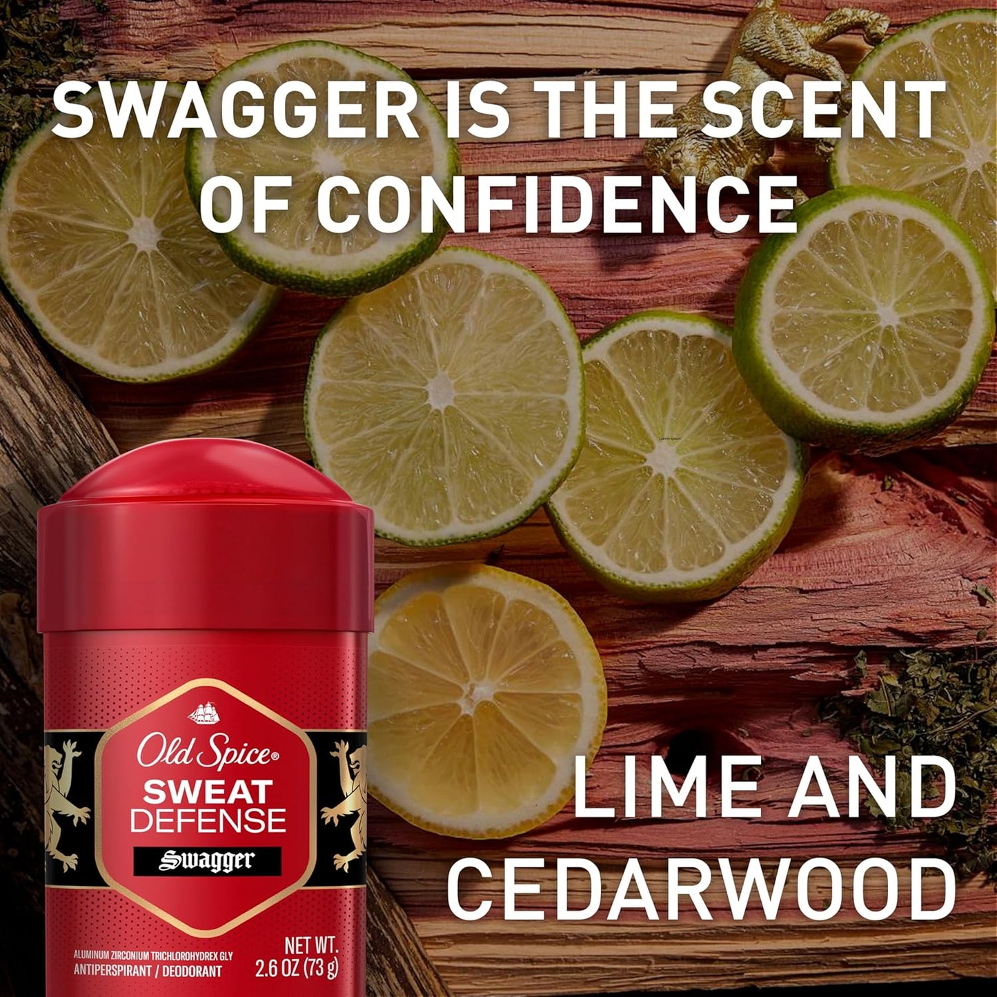 Old Spice Sweat Defense Antiperspirant & Deodorant for Men, 24/7 Ultimate Sweat Protection, Long Lasting Scent, Soft Solid, Swagger with Cedarwood Scent, 2.6 oz