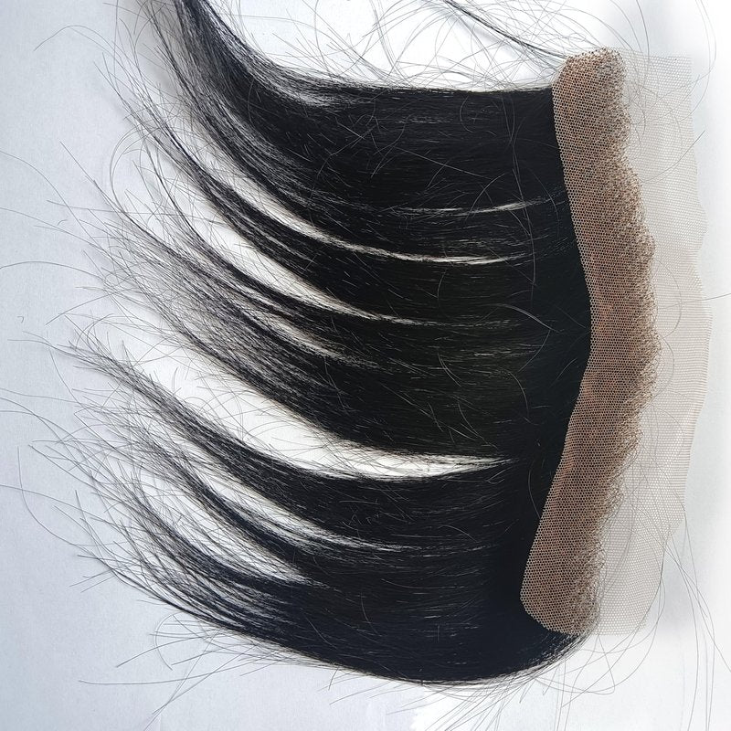 SeraphicWig Men Forehead Hairline Toupee Human Hair Lace Front Hair Pieces For Mens Lace Hair System Base Size 0.78x7.09 inch Natural Black