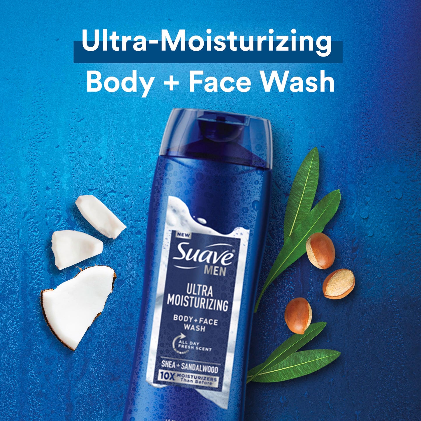 Suave Men Ultra Moisturizing Body & Face Wash, Shea & Sandlwood Scent, No Parabens, No Phtahaltes, 18 Oz Pack of 6