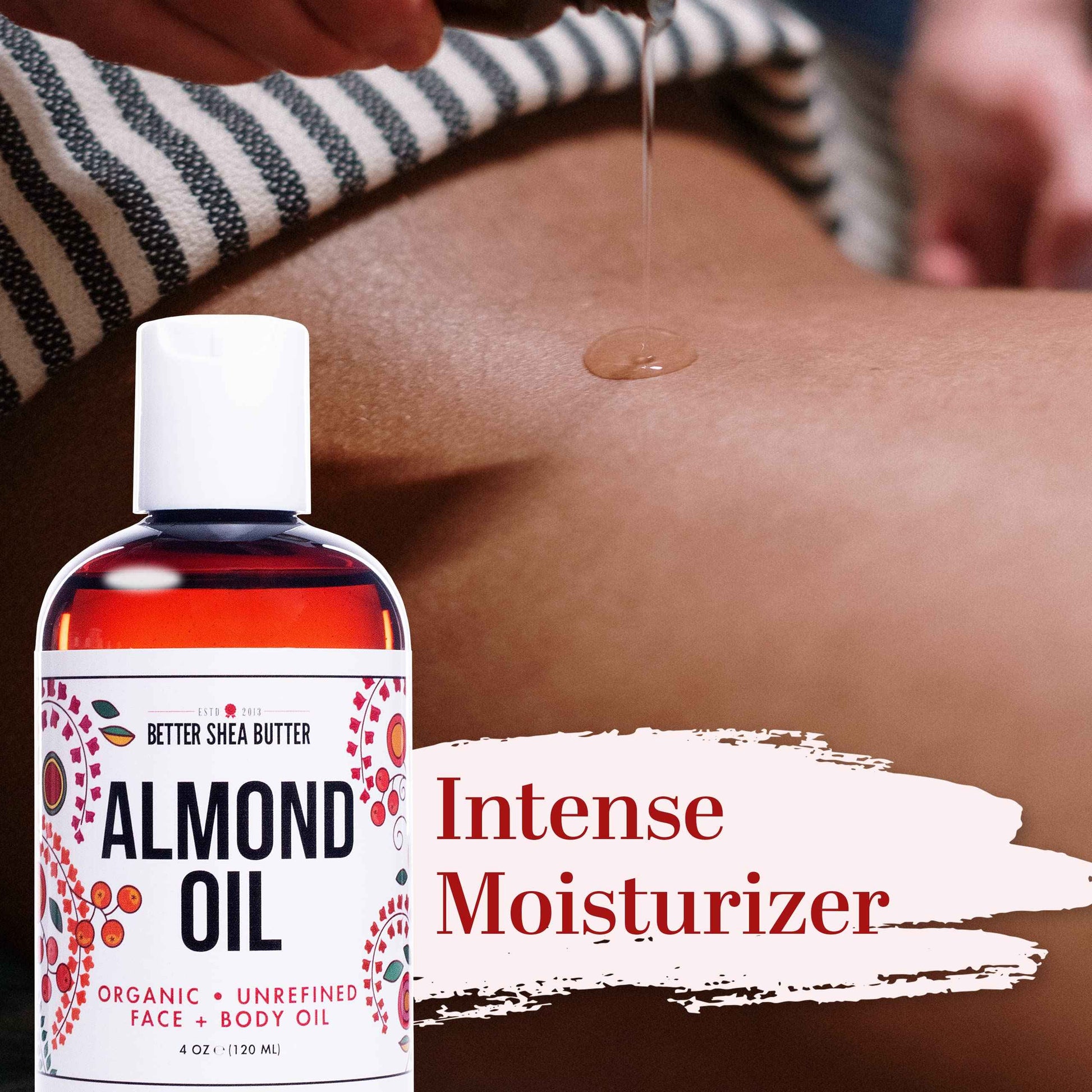 Better Shea Butter Organic Almond Oil | 100% Pure, Cold-Pressed | Natural Massage Oil for Body and Face | 4 oz
