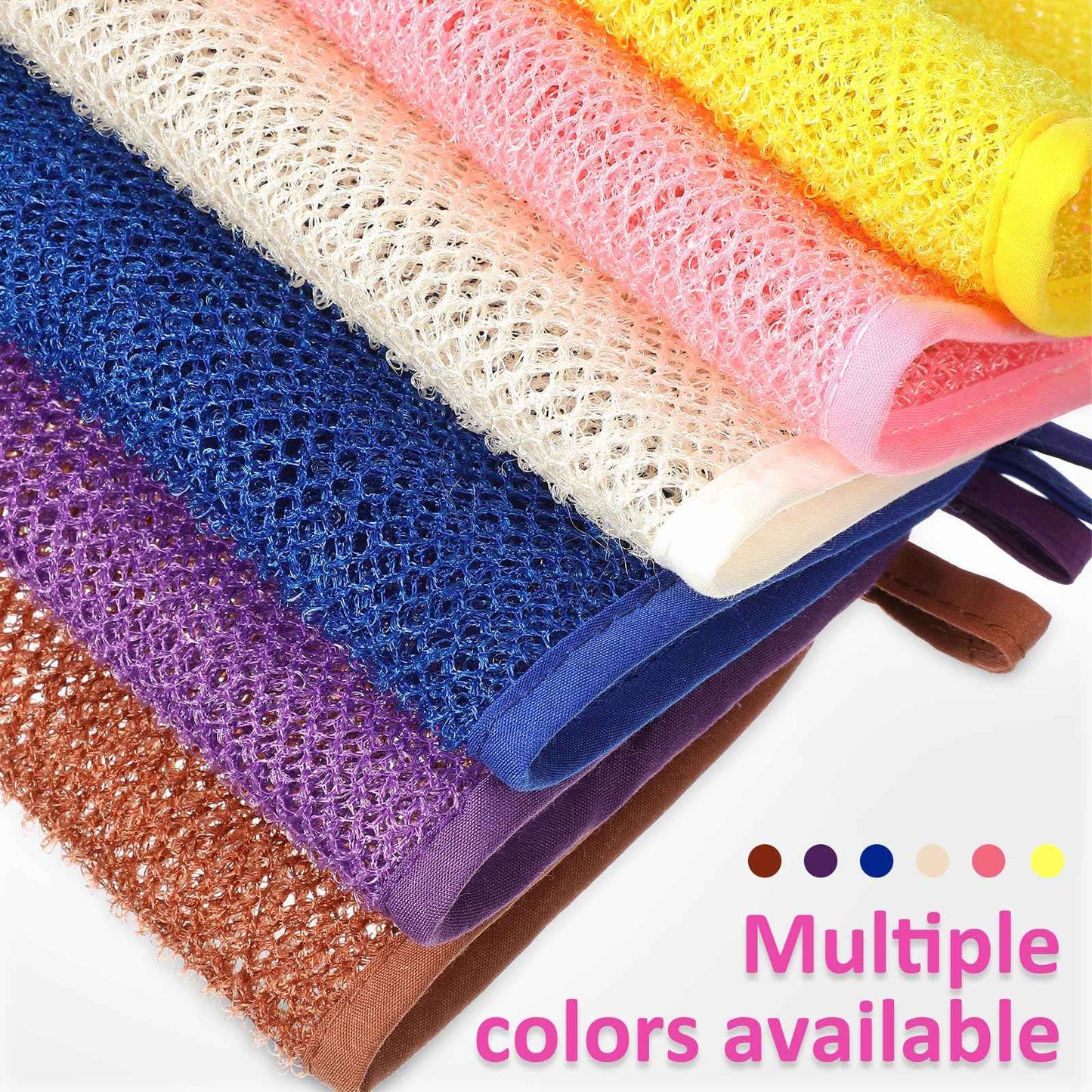 Lurrose Exfoliating Face Washcloth 8pcs Body Scrubber Hanging Bath Cloth African Net Sponge Shower Loofah Skin Wash Towel Facial Makeup Remover for Back Knee Joint