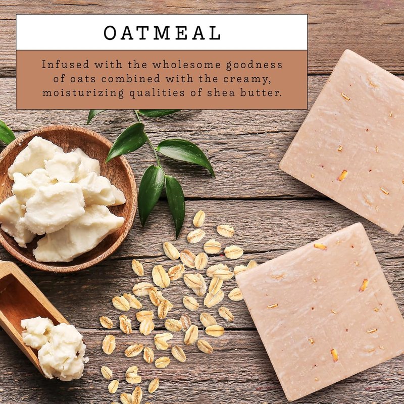 Handmade Goat Milk Soap - Organic Shea Butter & Oatmeal | All-Natural 3-Pack Soap Bars