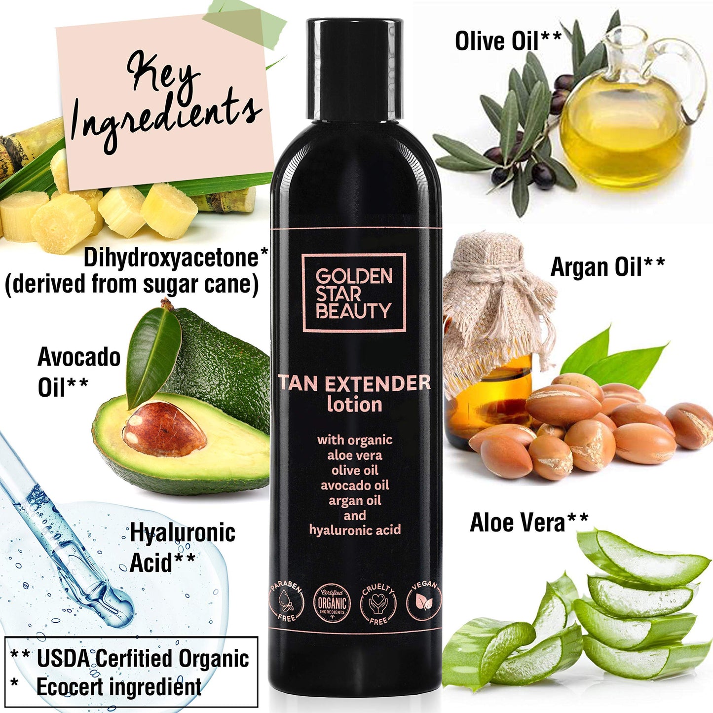 Tan Extender Lotion - Spray Tan Enhancer w/Organic Oils and Hyaluronic Acid to Extend Your Tan from Self Tanner, Spray Tan, Sun or Tanning Bed 8.0 fl.oz.