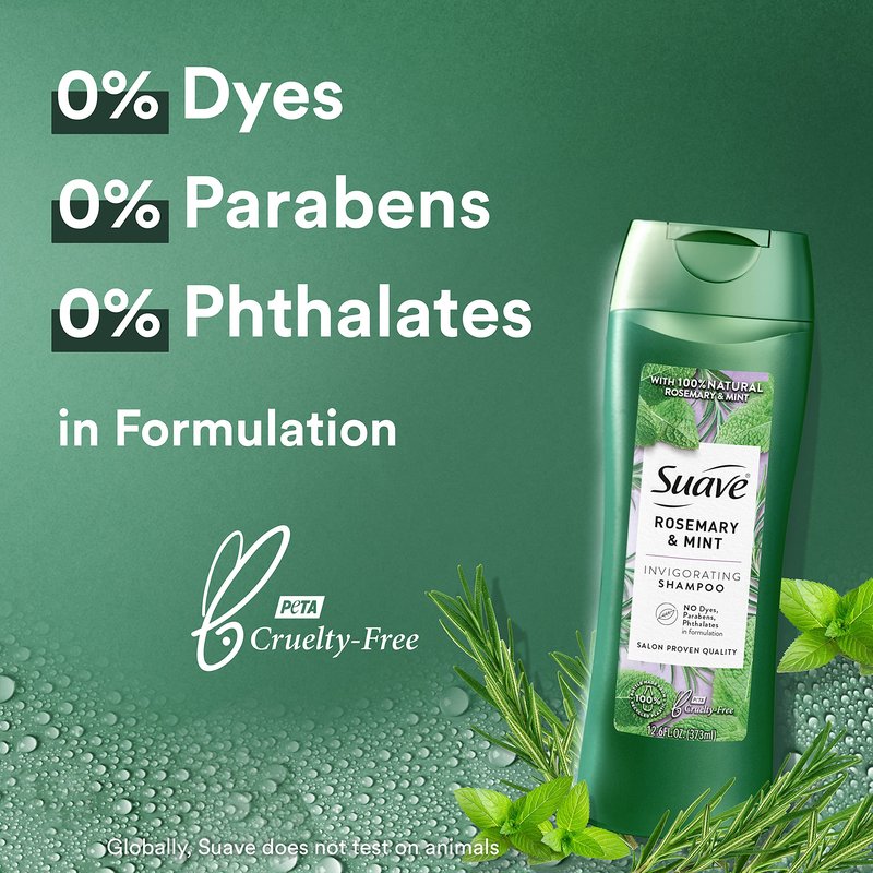 Suave Shampoo To Revitalize Hair Rosemary and Mint Invigorating for Dry Hair,12.6 Fl Oz (Pack of 6)