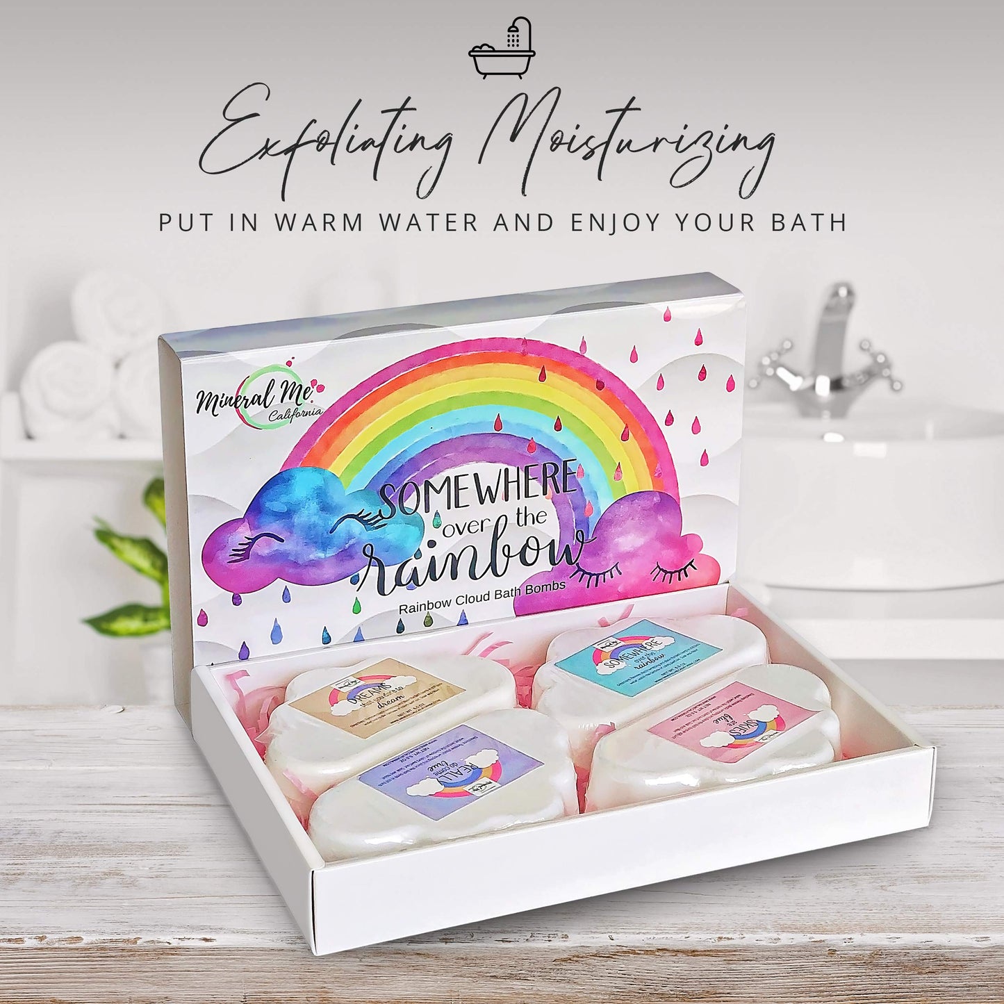 Bath Bombs for Kids - Organic Magic Rainbow Bubble Bath Bombs w/Moisturizing Shea Butter and Natural Oils, 4 Large Unicorn Cloud BathBombs, Birthday Gift for Her, Girlfriend, Wife, Teen Girls