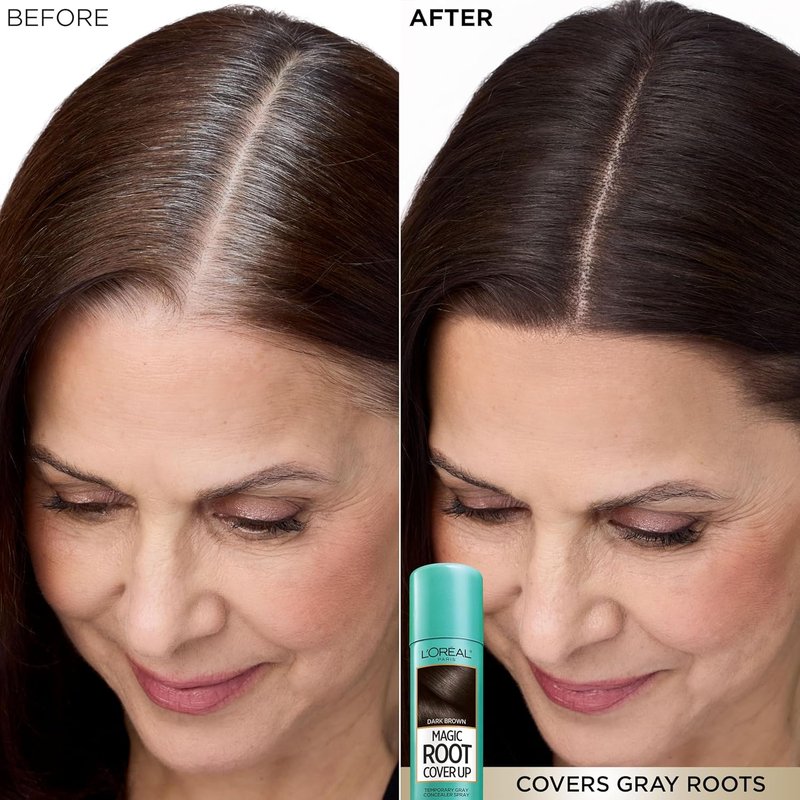 L'Oreal Paris Magic Root Cover Up - Gray Hair Spray for 100% Coverage | Ammonia-Free, Lightweight, Light Brown, 2 oz (2 Count)